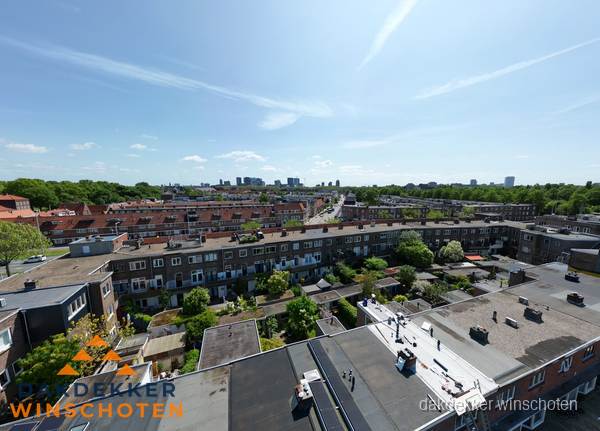 Luchtfoto van daken en dakgoten in Winschoten